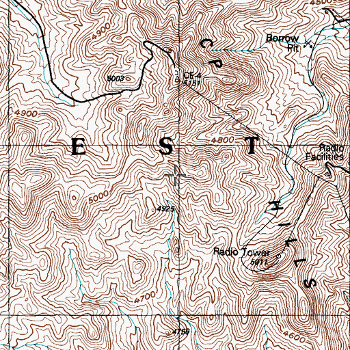 Topographic Map of C P Hills, NV