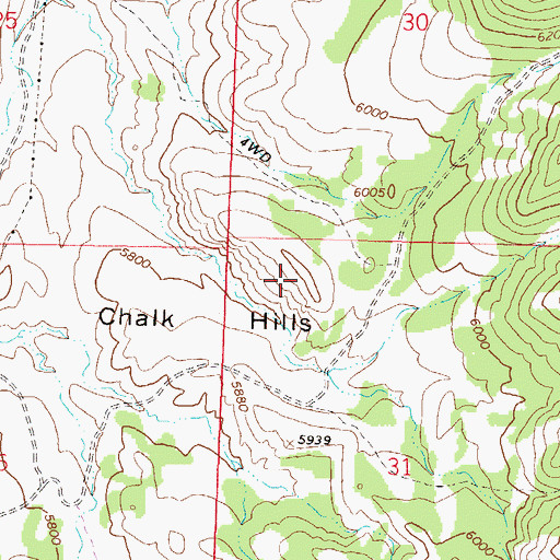 Topographic Map of Chalk Hills, NV