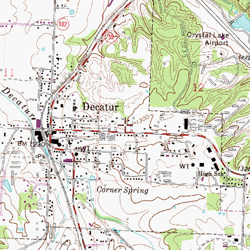 Topographic Map of Decatur Post Office, AR