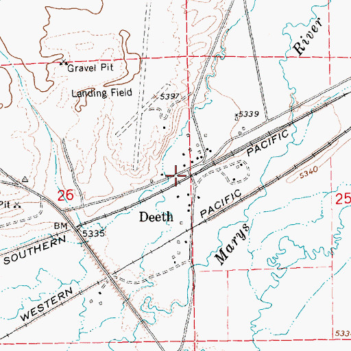 Topographic Map of Deeth, NV