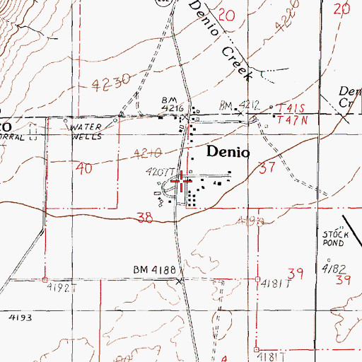 Topographic Map of Denio, NV