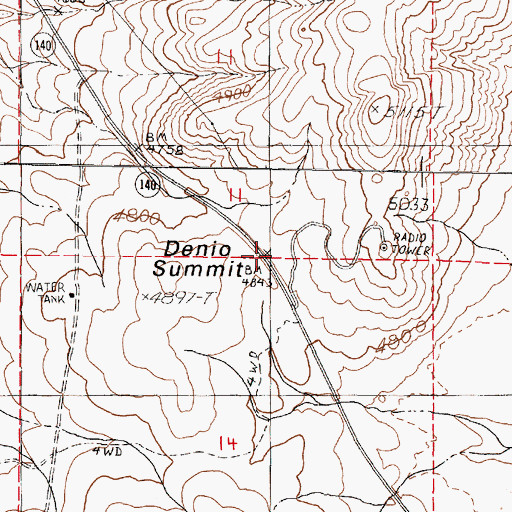 Topographic Map of Denio Summit, NV