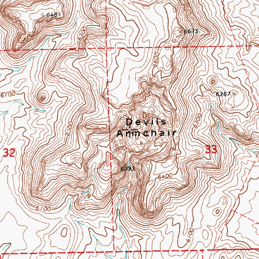 Topographic Map of Devils Armchair, NV