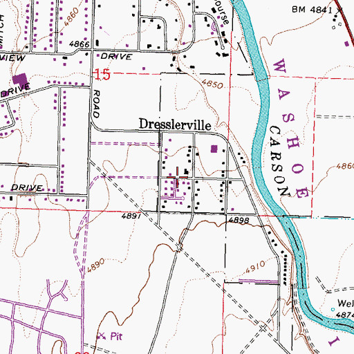 Topographic Map of Dresslerville, NV