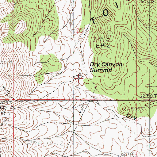 Topographic Map of Dry Canyon Summit, NV