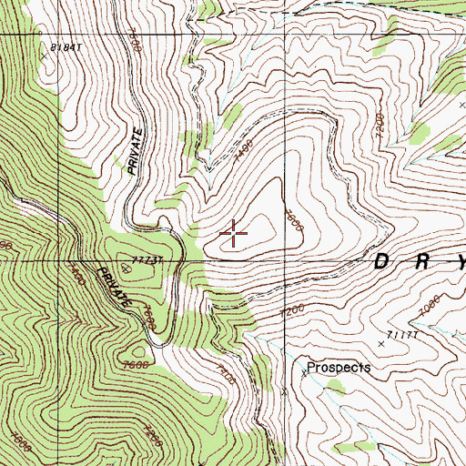 Topographic Map of Dry Hills, NV