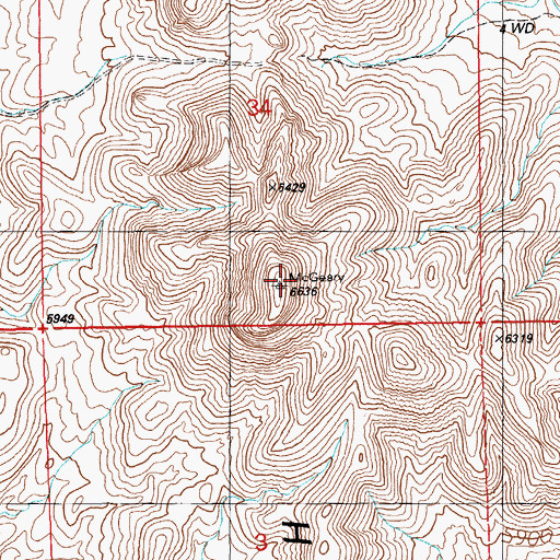 Topographic Map of Duckwater Hills, NV