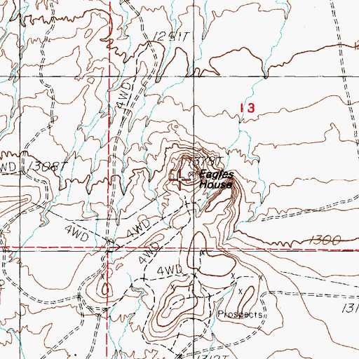 Topographic Map of Eagles House, NV