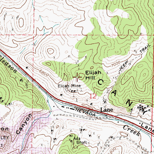Topographic Map of Elijah Hill, NV