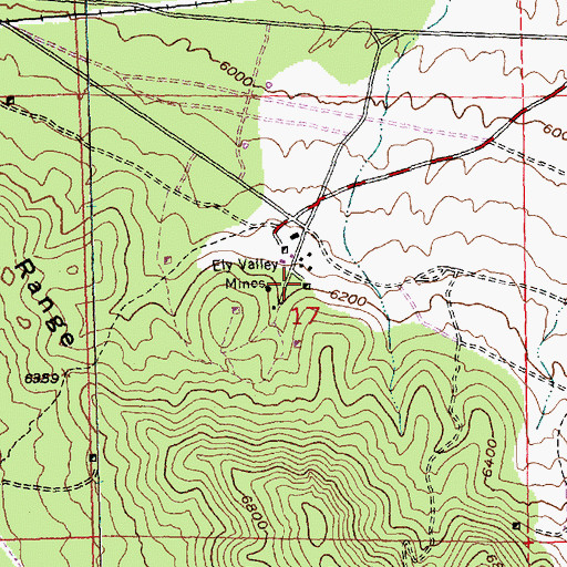 Topographic Map of Ely Valley Mines, NV