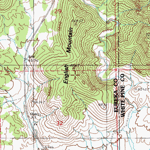 Topographic Map of English Mountain, NV
