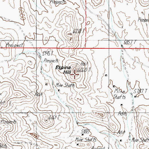 Topographic Map of Espina Hill, NV