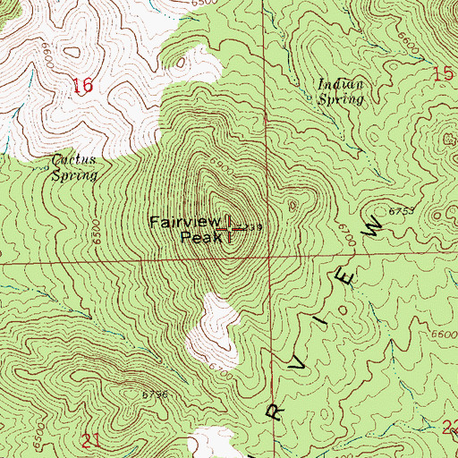 Topographic Map of Fairview Peak, NV