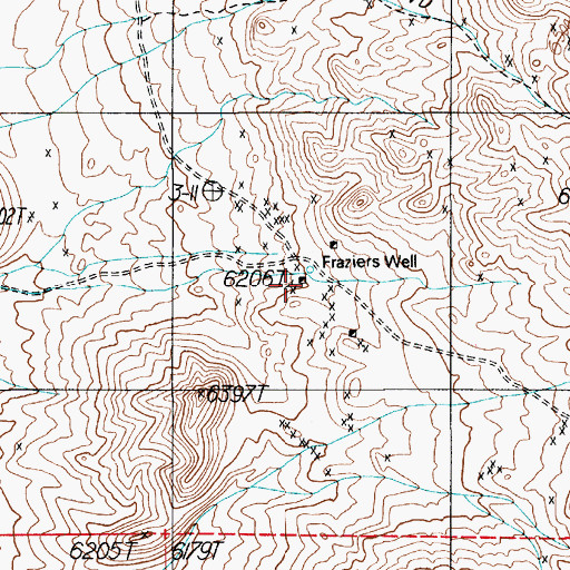 Topographic Map of Fraziers Well, NV