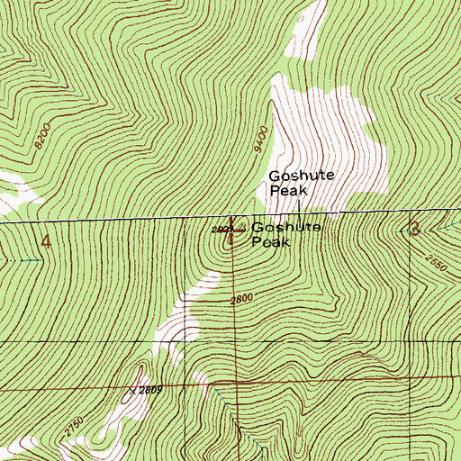 Topographic Map of Goshute Peak, NV