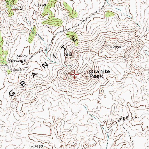 Topographic Map of Granite Peak, NV