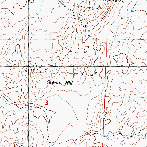 Topographic Map of Green Hill, NV