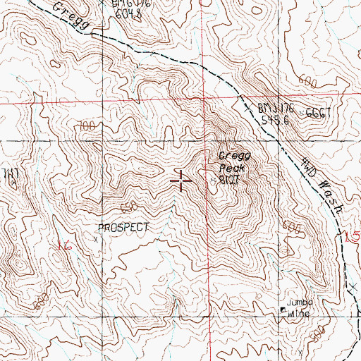 Topographic Map of Gregg Peak, NV