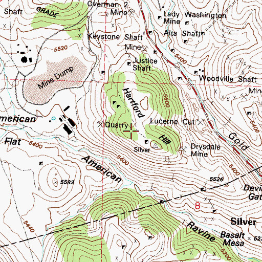 Topographic Map of Hartford Hill, NV