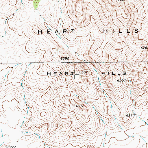 Topographic Map of Heart Hills, NV