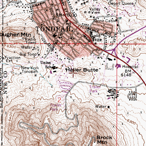 Topographic Map of Heller Butte, NV