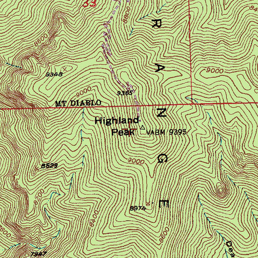 Topographic Map of Highland Peak, NV