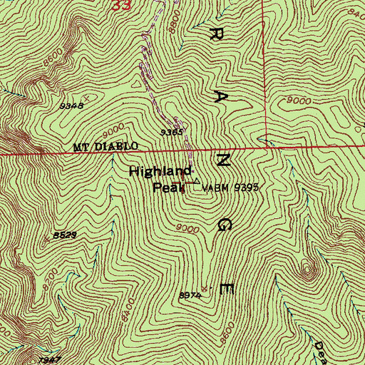 Topographic Map of Highland Range, NV