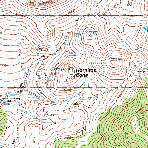 Topographic Map of Hornitos Cone, NV