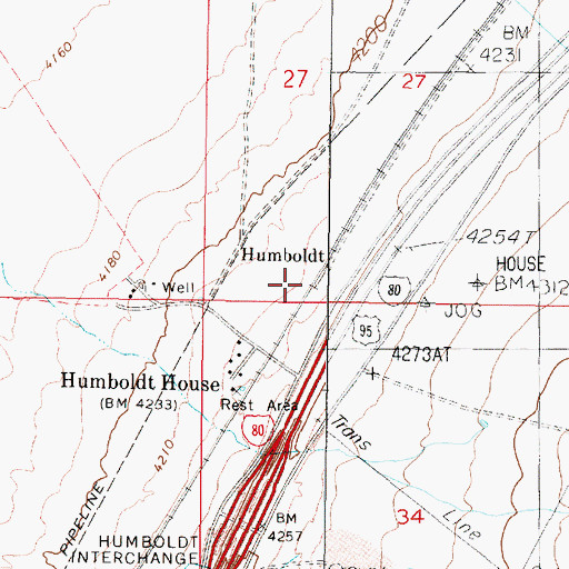 Topographic Map of Humboldt, NV