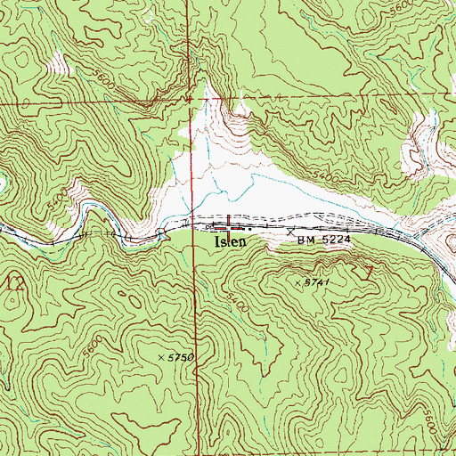 Topographic Map of Islen, NV
