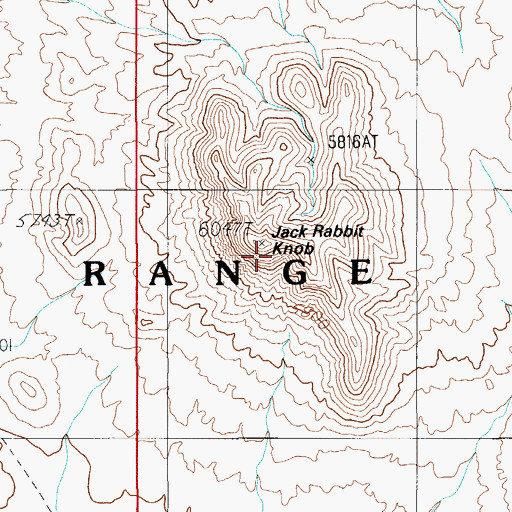 Topographic Map of Jack Rabbit Knob, NV