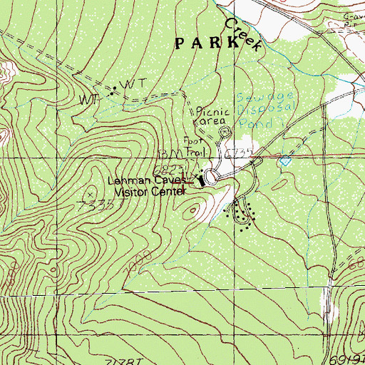 Topographic Map of Lehman Caves National Monument (historical), NV