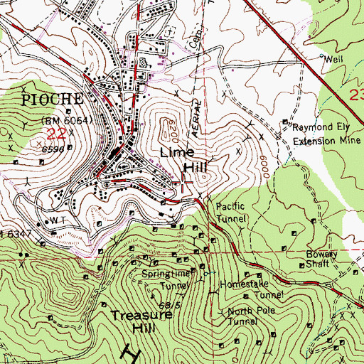 Topographic Map of Lime Hill, NV