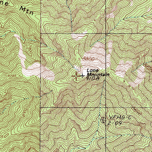 Topographic Map of Lone Mountain, NV