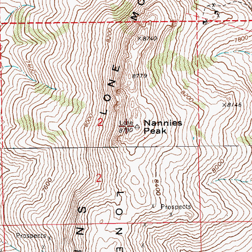 Topographic Map of Lone Mountain, NV