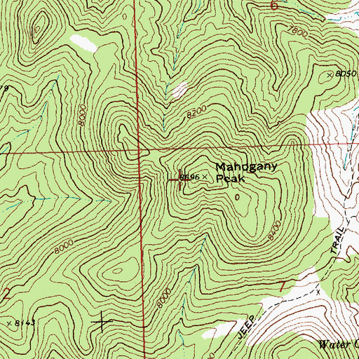 Topographic Map of Mahogany Peak, NV