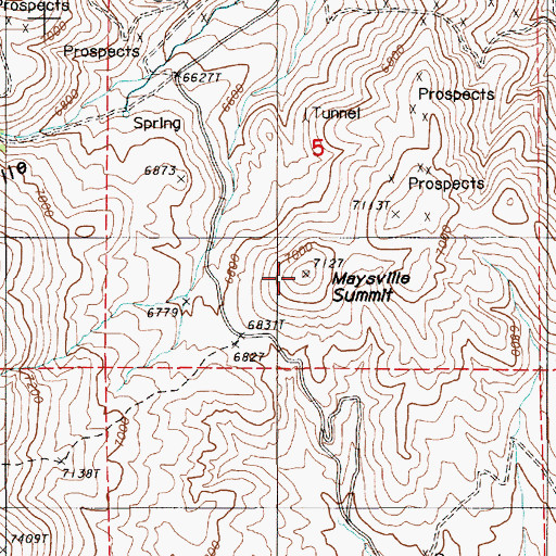Topographic Map of Maysville Summit, NV