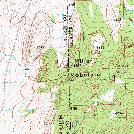 Topographic Map of Miller Mountain, NV