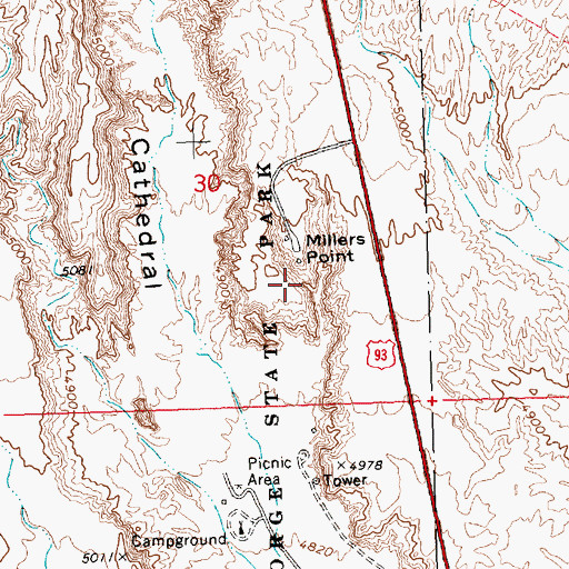 Topographic Map of Millers Point, NV
