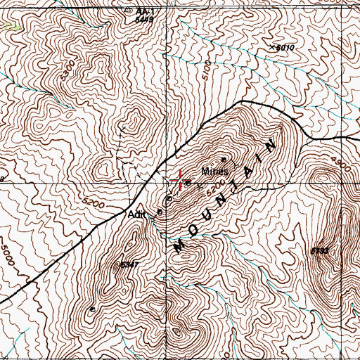Topographic Map of Mine Mountain, NV