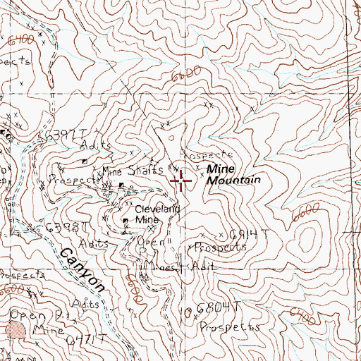Topographic Map of Mine Mountain, NV