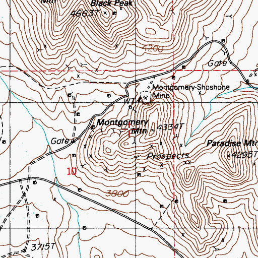Topographic Map of Montgomery Mountain, NV
