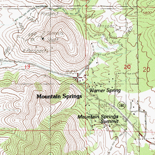 Topographic Map of Mountain Springs, NV