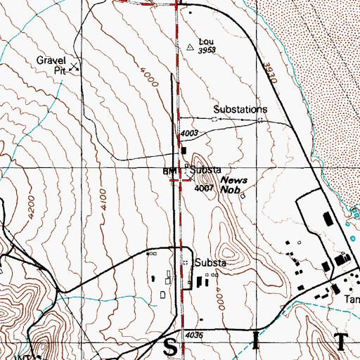 Topographic Map of News Nob, NV