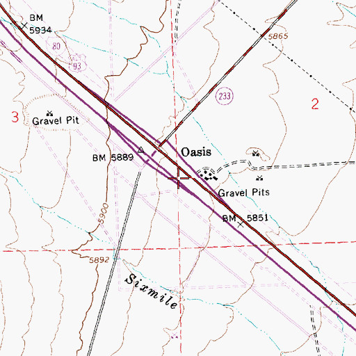 Topographic Map of Oasis, NV
