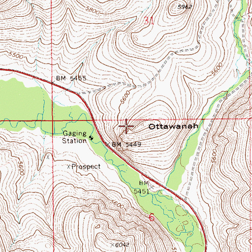 Topographic Map of Ottawanah, NV