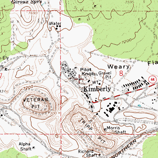 Topographic Map of Pilot Knob, NV
