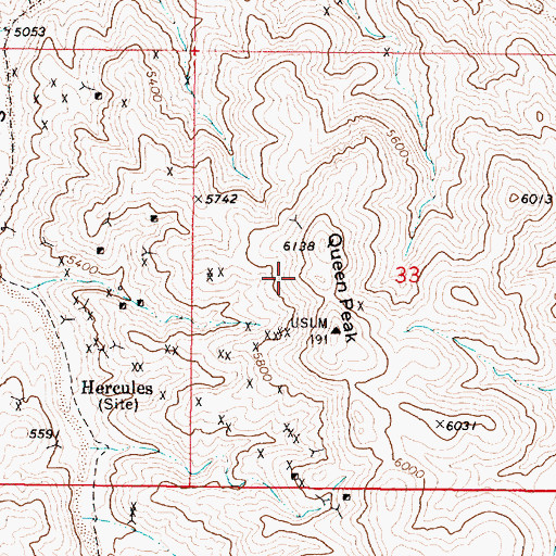 Topographic Map of Queen Peak, NV
