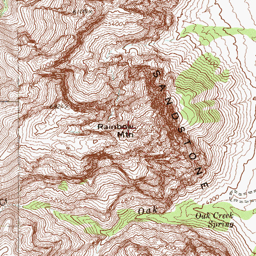 Topographic Map of Rainbow Mountain, NV