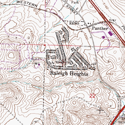 Topographic Map of Raleigh Heights, NV